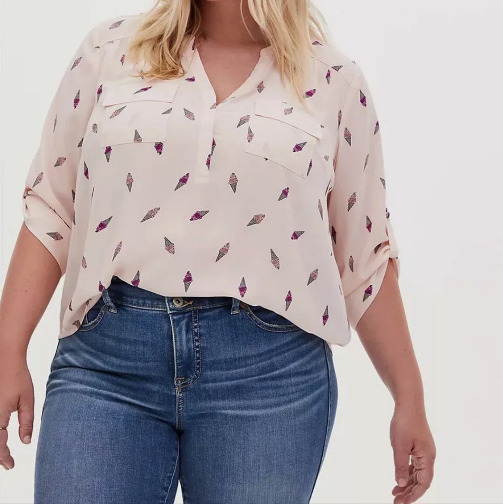 Torrid Harper Ice Cream Cone 3/4 Sleeve Pullover Blouse Size 5